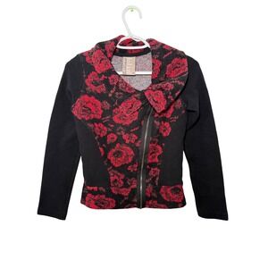 Anthropologie Dolan Rose‎ Floral Zipper Jacket Sweater Womens XS